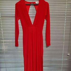Red Long dress with one split